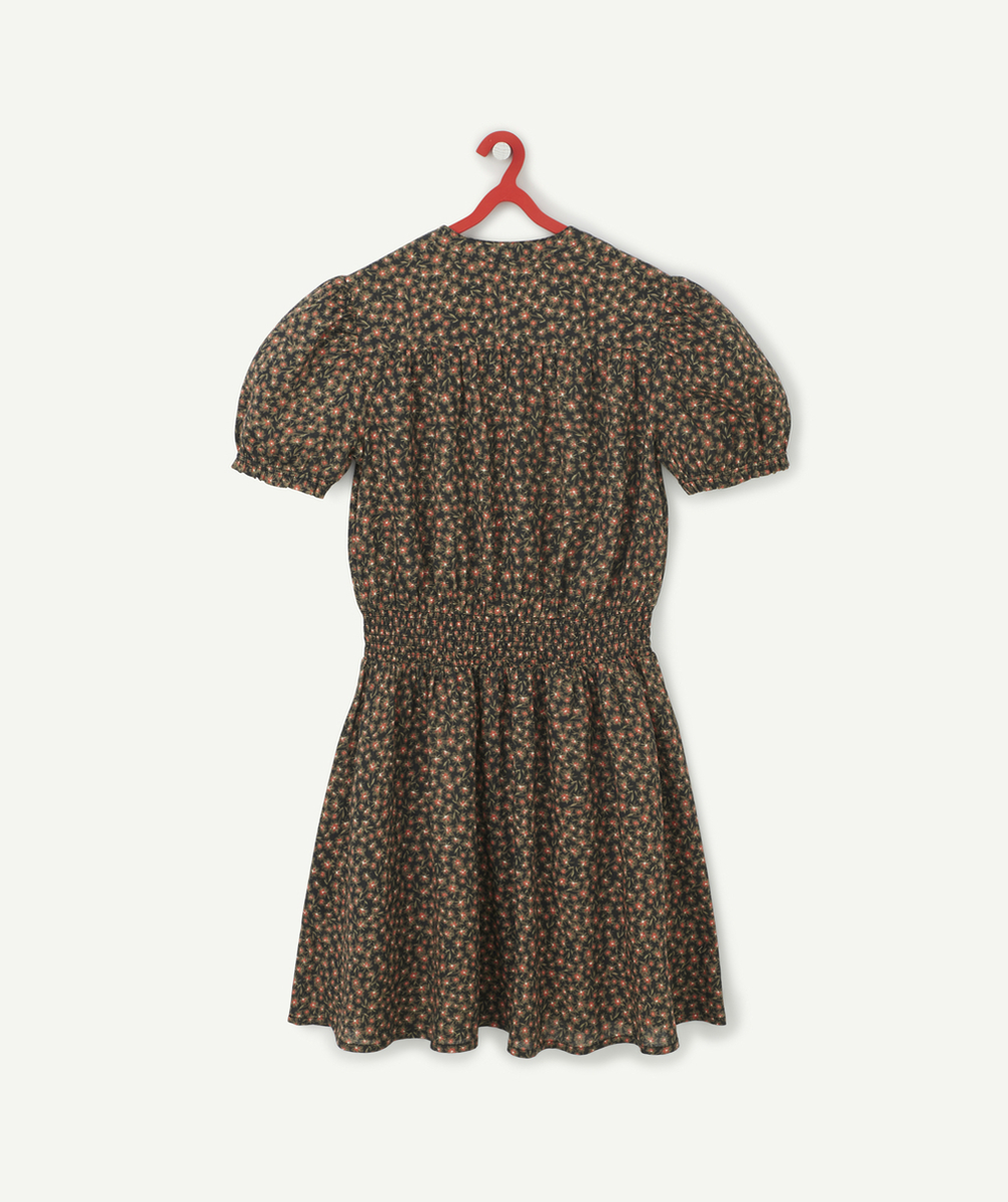 ROBE COURTE FILLE IMPRIMÉE FLEURIE ET MANCHES BOUFFANTES
