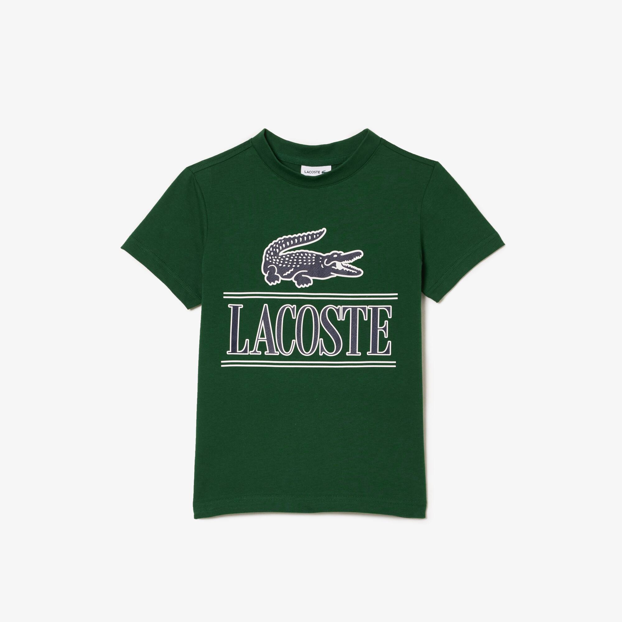 T-shirt avec imprimé siglé en jersey de coton T-Shirts & Chemises - Vert - Lacoste - Garçon