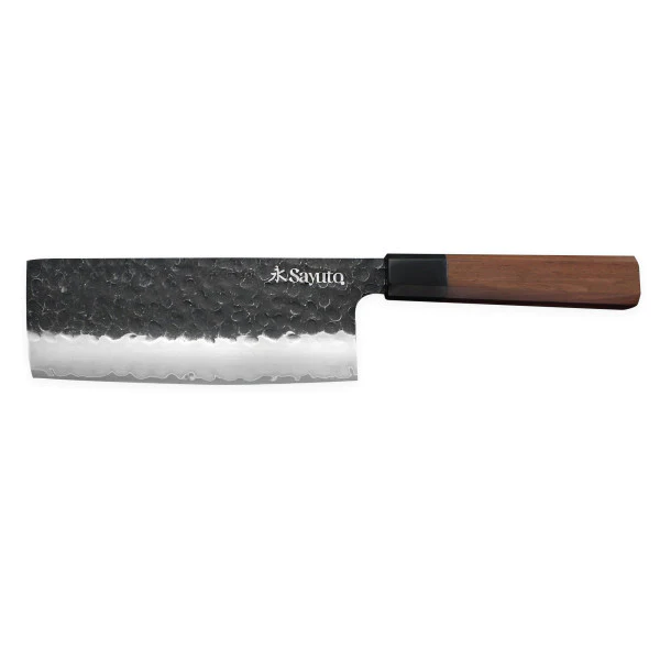 Couteau Sayuto Sequoia San Mai modèle nakiri 17cm brute de forge Sayut