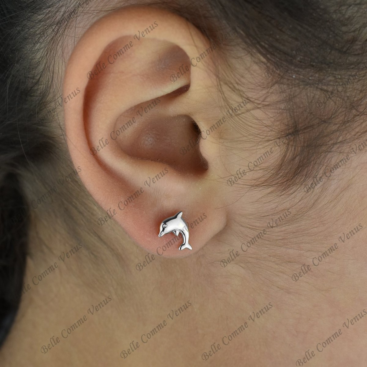 Boucles d'oreilles dauphin pour enfant Argent 925 Rhodié