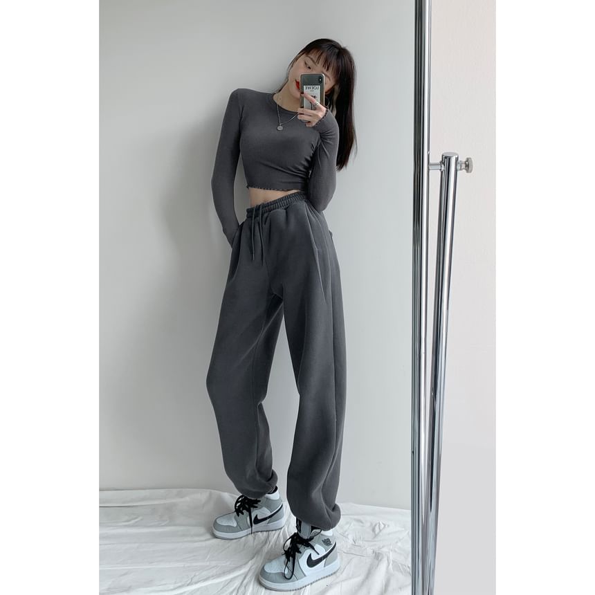 Fabricino - Mid Rise Effen Trekkoord Joggingbroek