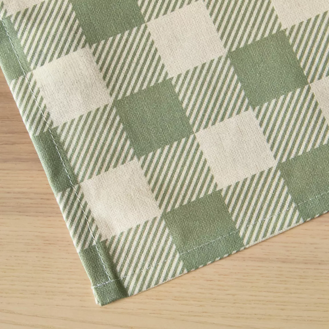 Nappe rectangulaire coton enduit (150 x 350 cm) Vichy Vert sauge