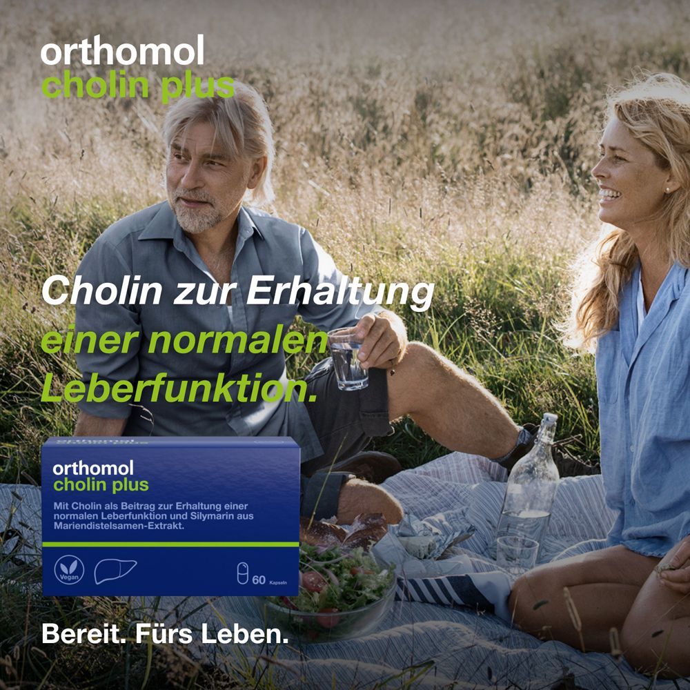 Orthomol Cholin Plus - zur Erhaltung einer normalen Leberfunktion - mit Silymarin aus Mariendistel-Extrakt