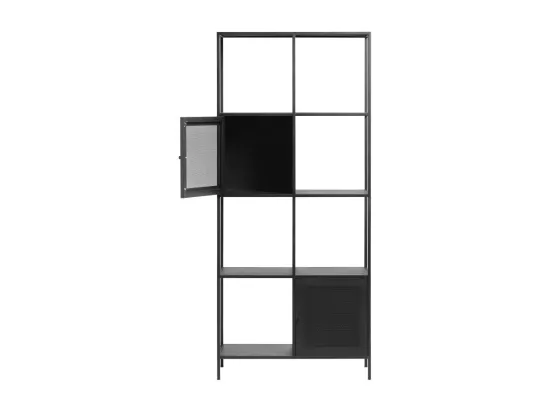 Abel - Bibliothèque 2 portes, 6 niches en métal H180cm : Couleur - Noir