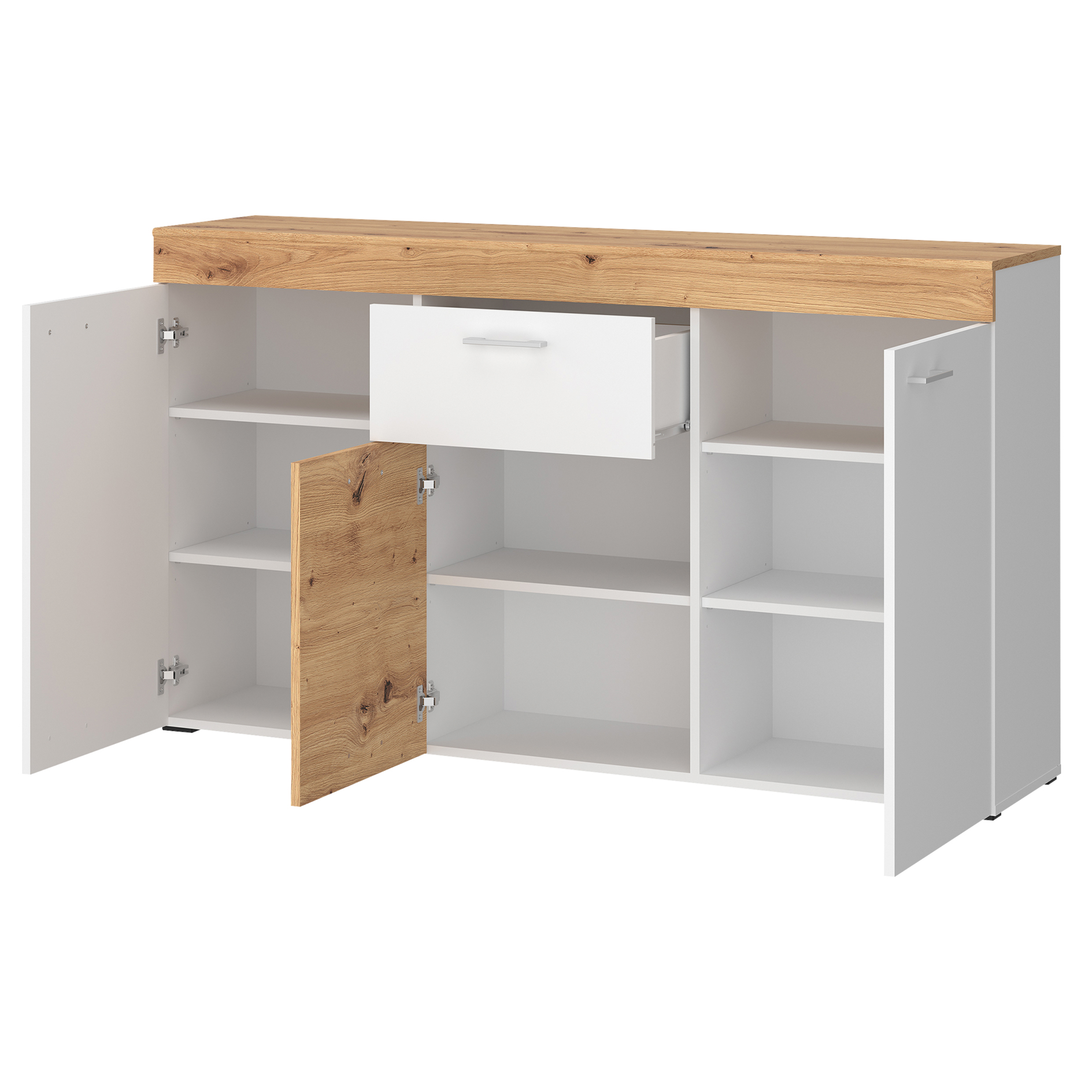 Sideboard - Alpinweiß - Artisan Eiche - 150 cm
