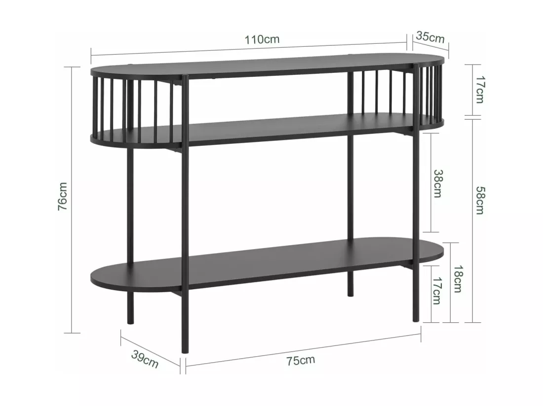 SoBuy Table Console à 3 Niveaux, Table d’appoint Design, Table d’Entrée, Meuble d'Entrée – 110 x 39 x 76 cm, pour Salon, Entrée, Couloir, Noir, FSB90-SCH