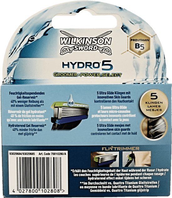 Wilkinson - Hydro 5 Scheermesjes - Groomer Power Select - 4 Stuks