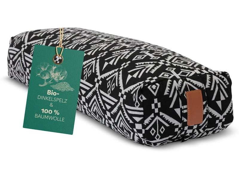 DoYourYoga Yoga-Bolster Paravati Bio-Dinkelspelz, Schwarz/W Yoga-Zubehör