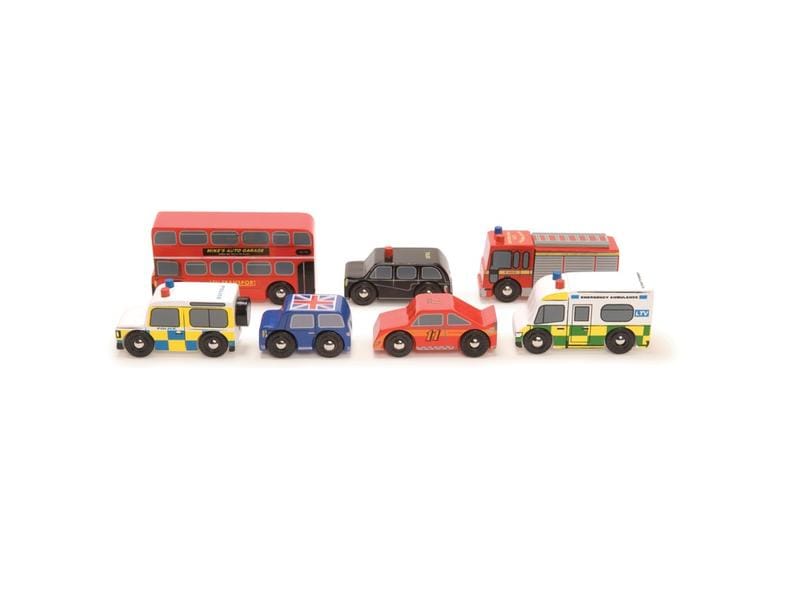 LE TOY VAN Spielzeugfahrzeug London Car Set Set aus 7 legendären Londoner Fahrzeugen