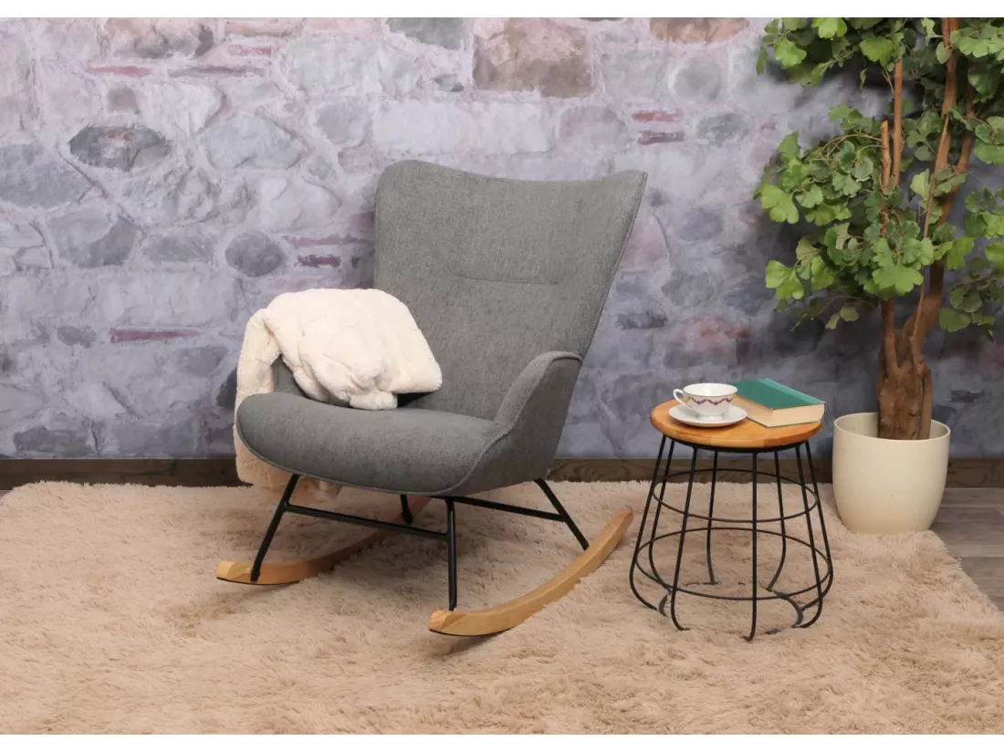 Chaise à bascule MCW-N14, gris foncé