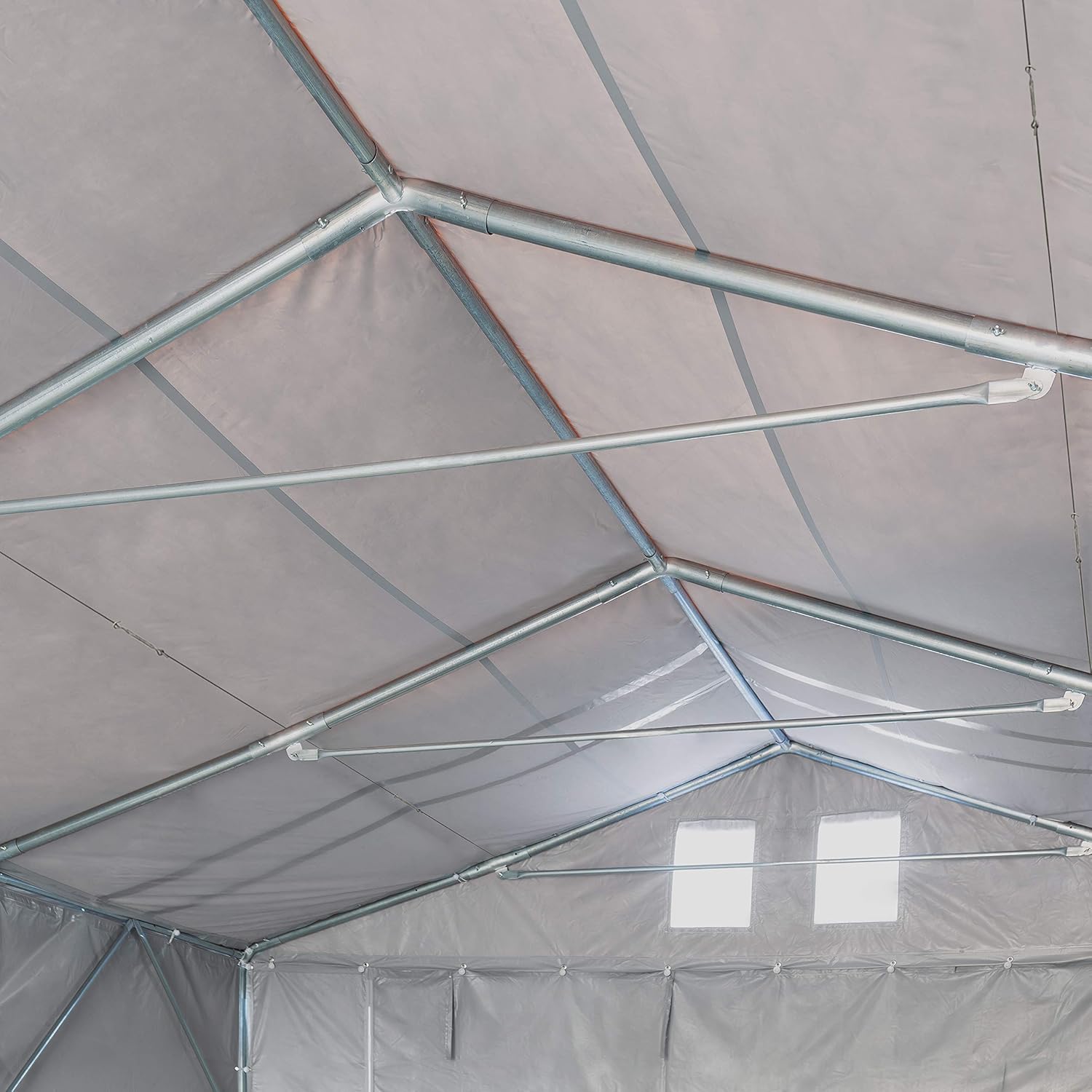 TOOLPORT Lagerzelt Industriezelt 6x12 m Zelthalle mit 3m Seitenhöhe PVC Plane 850 N grau wasserdicht Ganzjahreszelt mit Reißverschlusstor