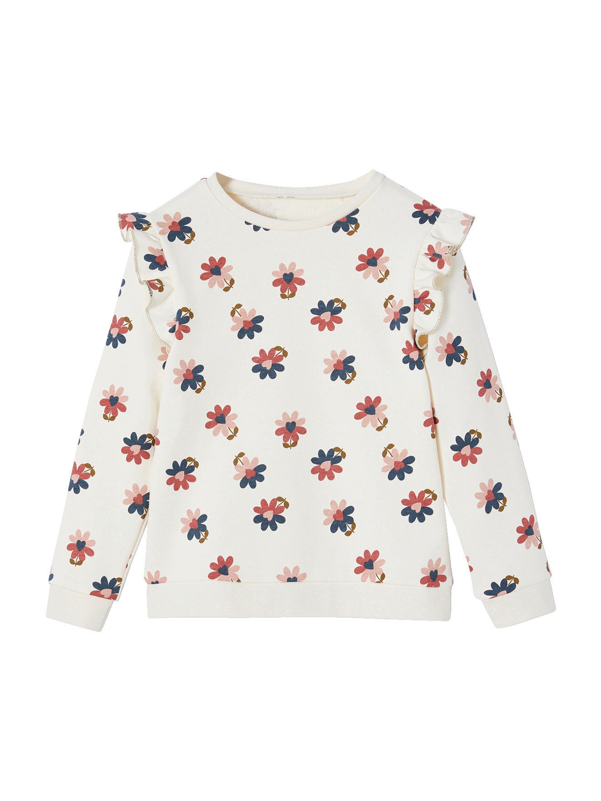 Vertbaudet Mädchen Sweatshirt mit Volants und Prints wollweiß
