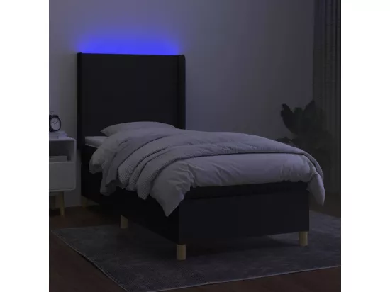 Sommier tapissier avec matelas et LED Noir 90x190 cm Tissu