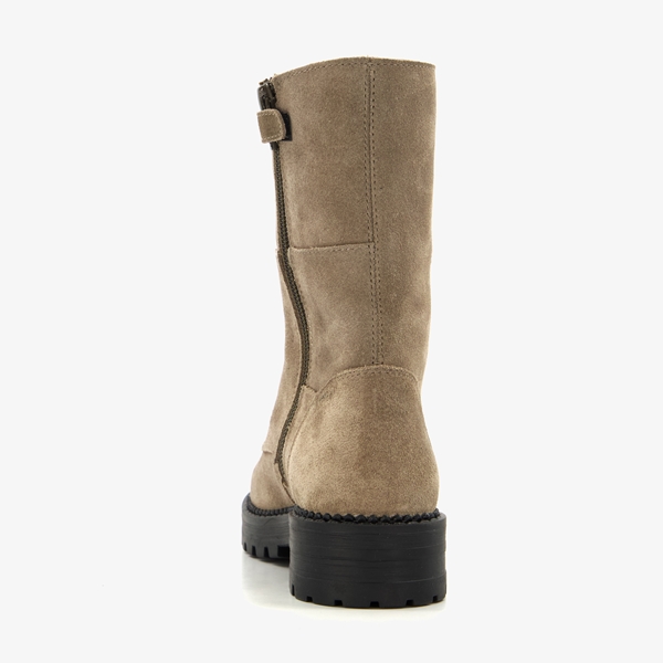Groot suède meisjes veterboots beige