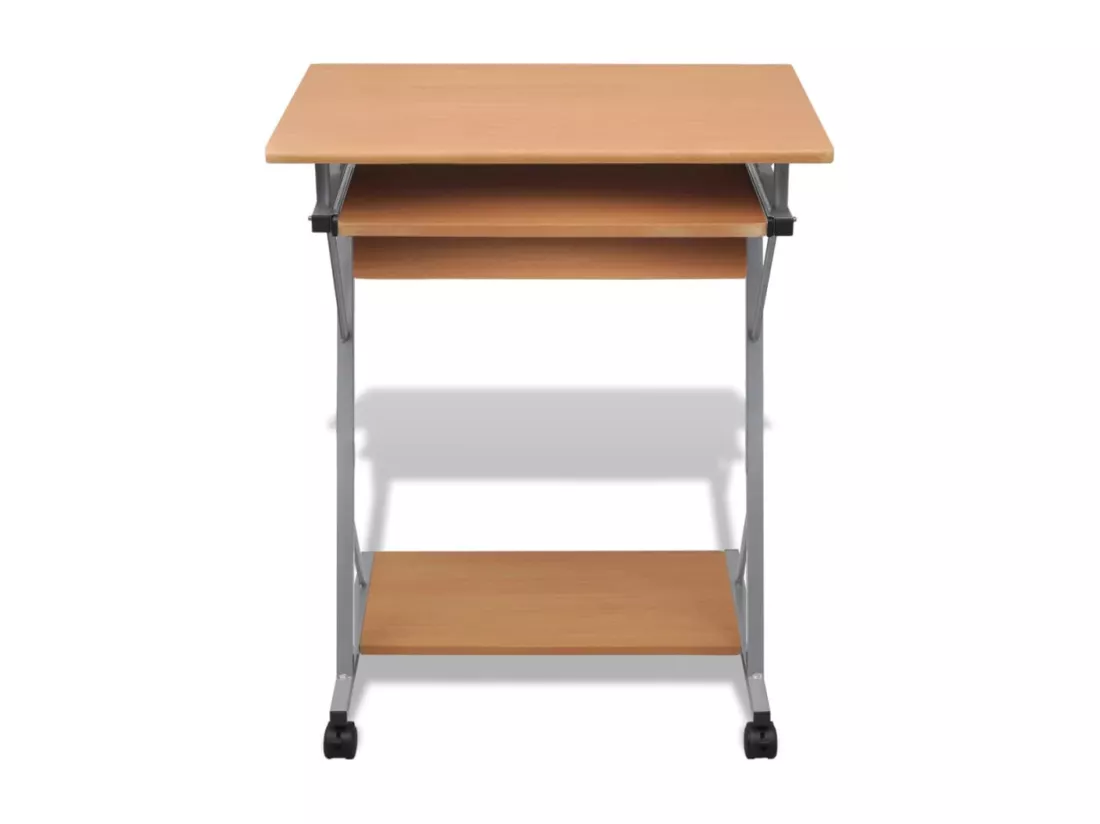 Bureau d'ordinateur avec plateau à clavier coulissant Marron