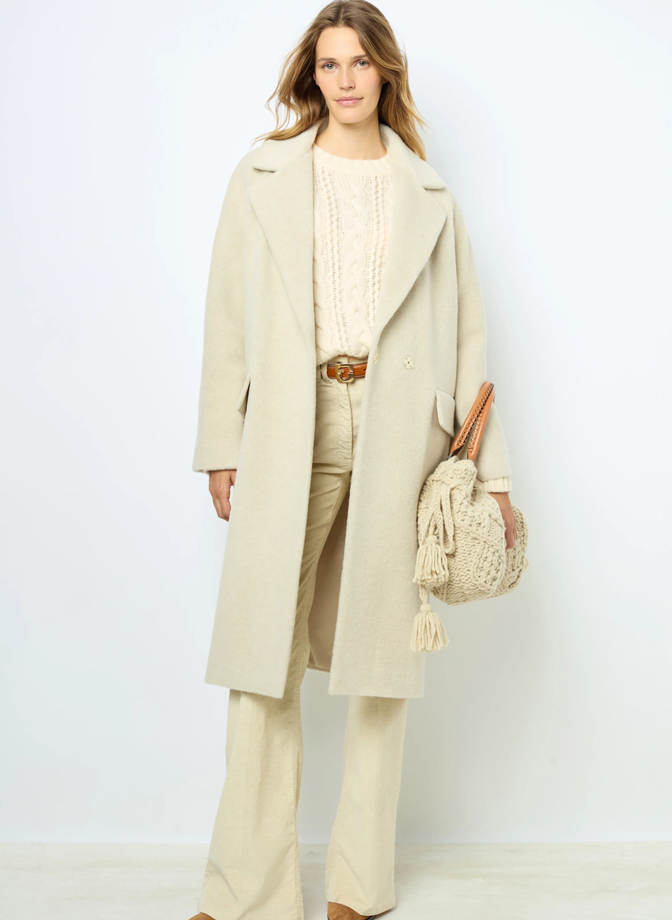 LORIANNE - Manteau long en laine mélangée | Blanc