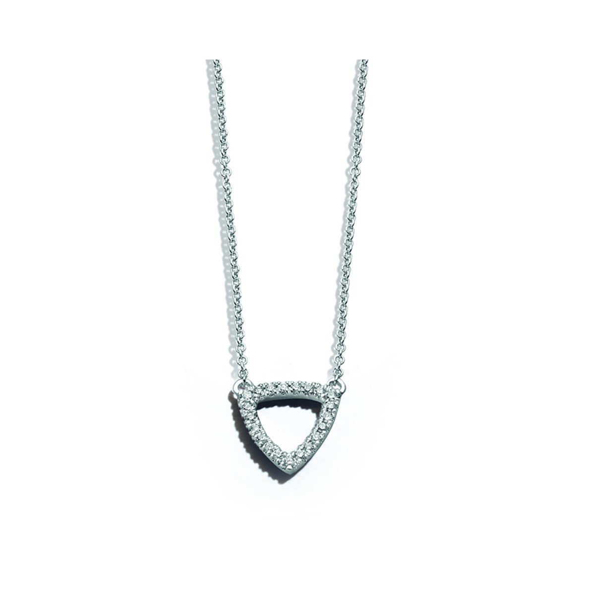 Collier or blanc 18 carats diamants triangle
