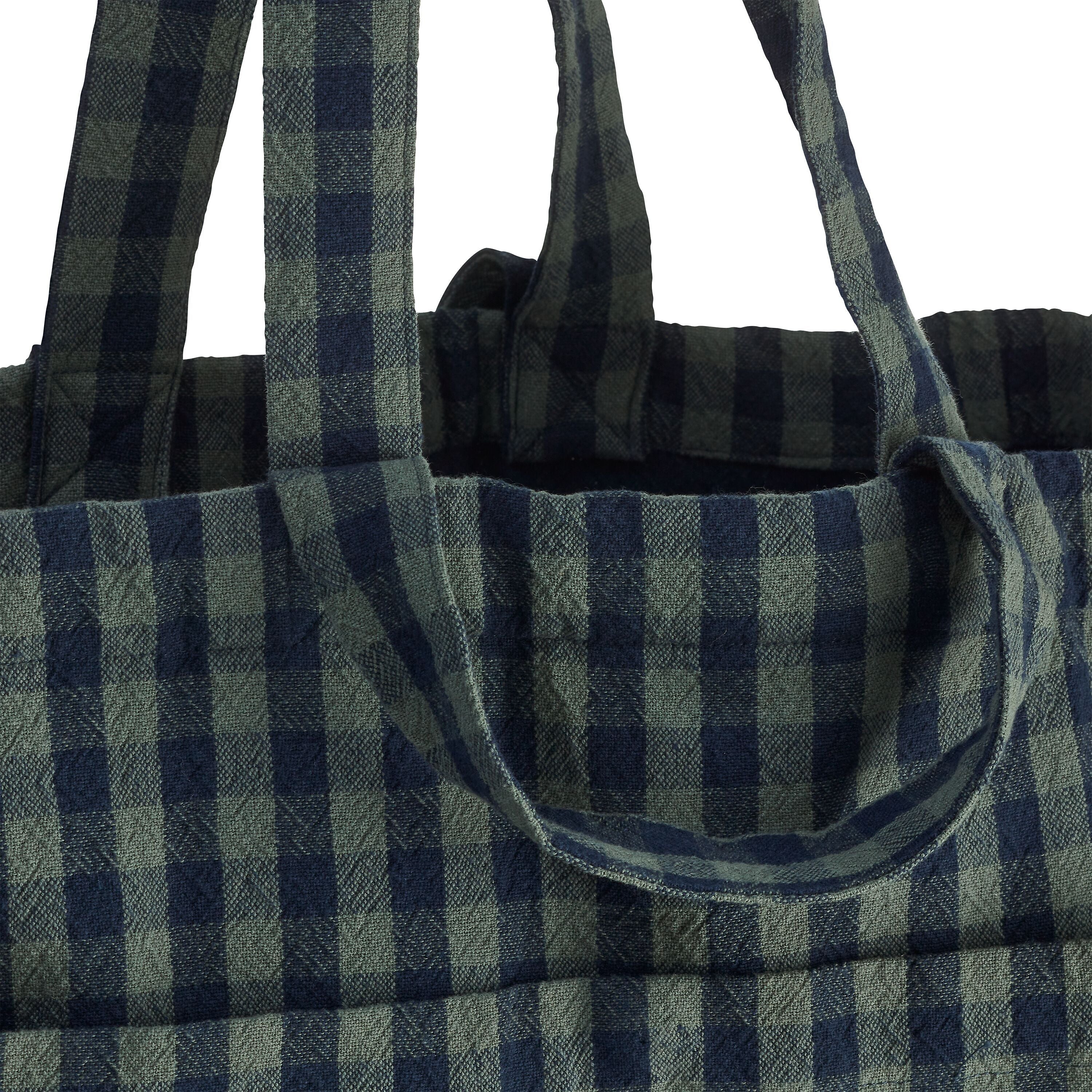 VICHY Einkaufstasche - Grün / Blau / B: 35.0 cm x T: 11.0 cm x H: 43.0 cm