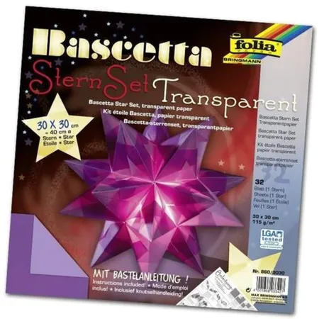 Folia Bascetta-Stern Bastelset, Transparentpapier 115g/m², violett 30 x 30cm
