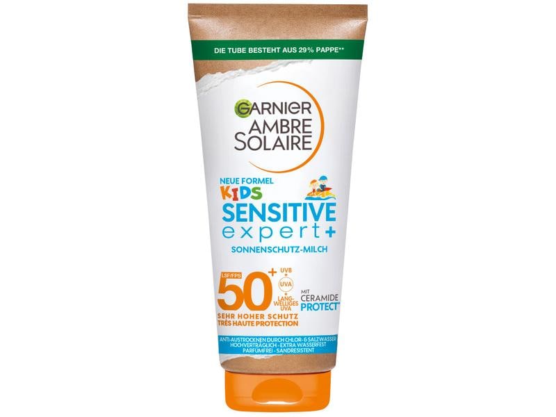 Garnier Ambre Solaire Sonnenmilch Kids Sensitive expert  LS Sonnenschutzmilch für Kids mit hohem Lichtschutzfaktor