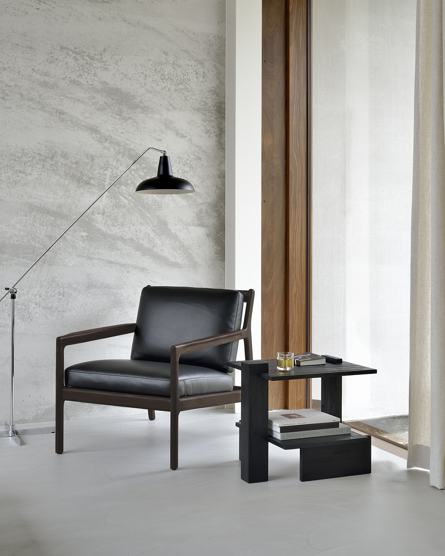 Jack loungestoel - zwart leer