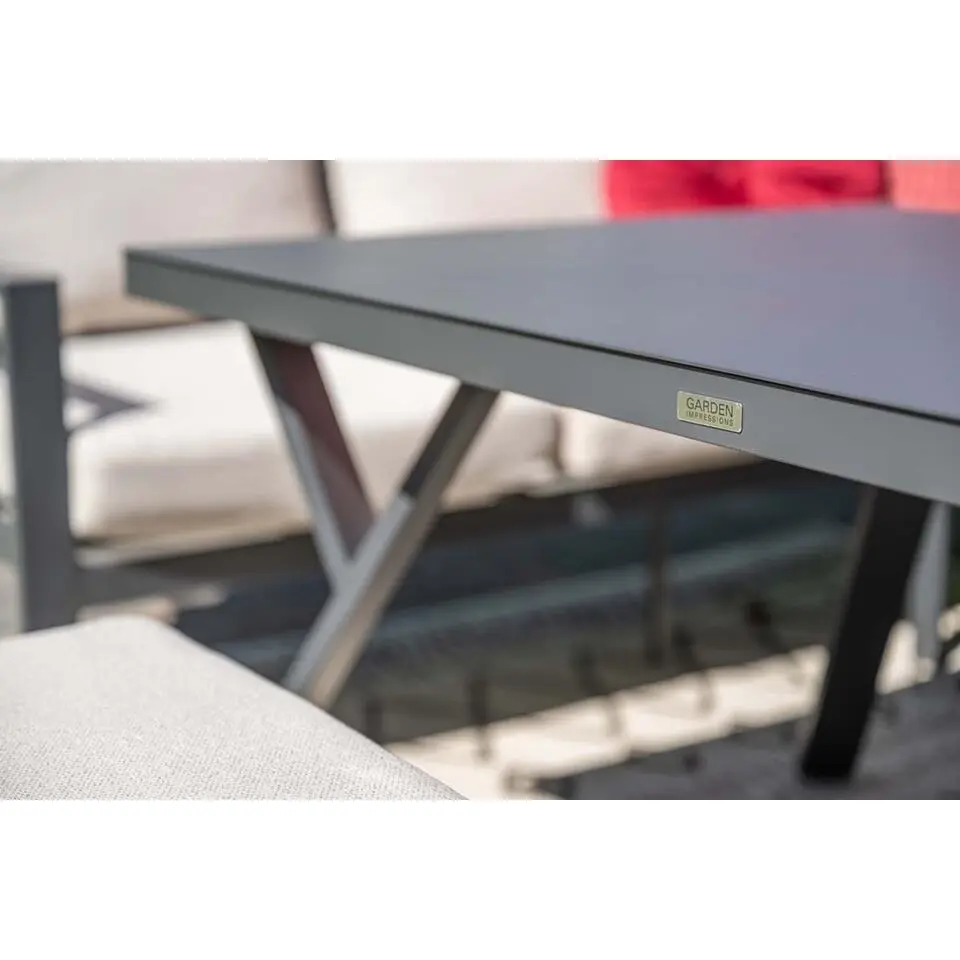 Sergio aluminium lounge-diningset - 8-persoons - rechts - zand