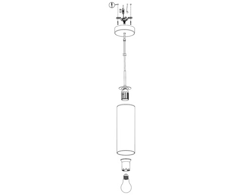 Hanglamp, 1-lichts, HxLxB 110x71x10 cm, nikkel/mat/zwart