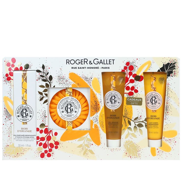 Coffret bois d'Orange eau parfumée 30ml + savon 100g + gel douche 50ml + lait corps 50ml