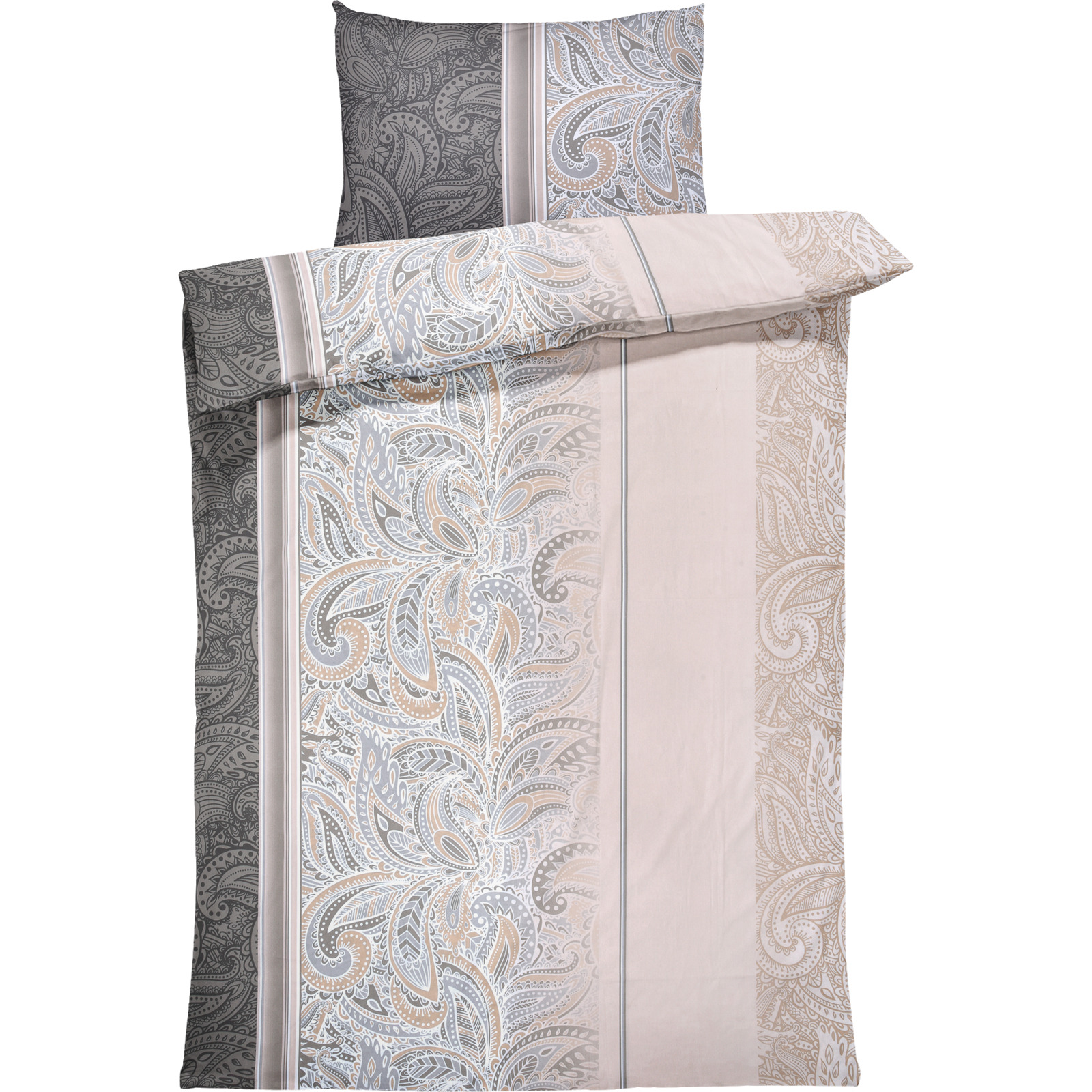 Bettwäsche beige mit Ornament 160x210 65x100 Bettanzug Nord
