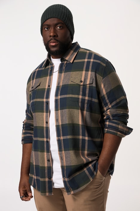 STHUGE Karo-Flanellhemd, Langarm, Modern Fit, Kentkragen, bis 8 XL