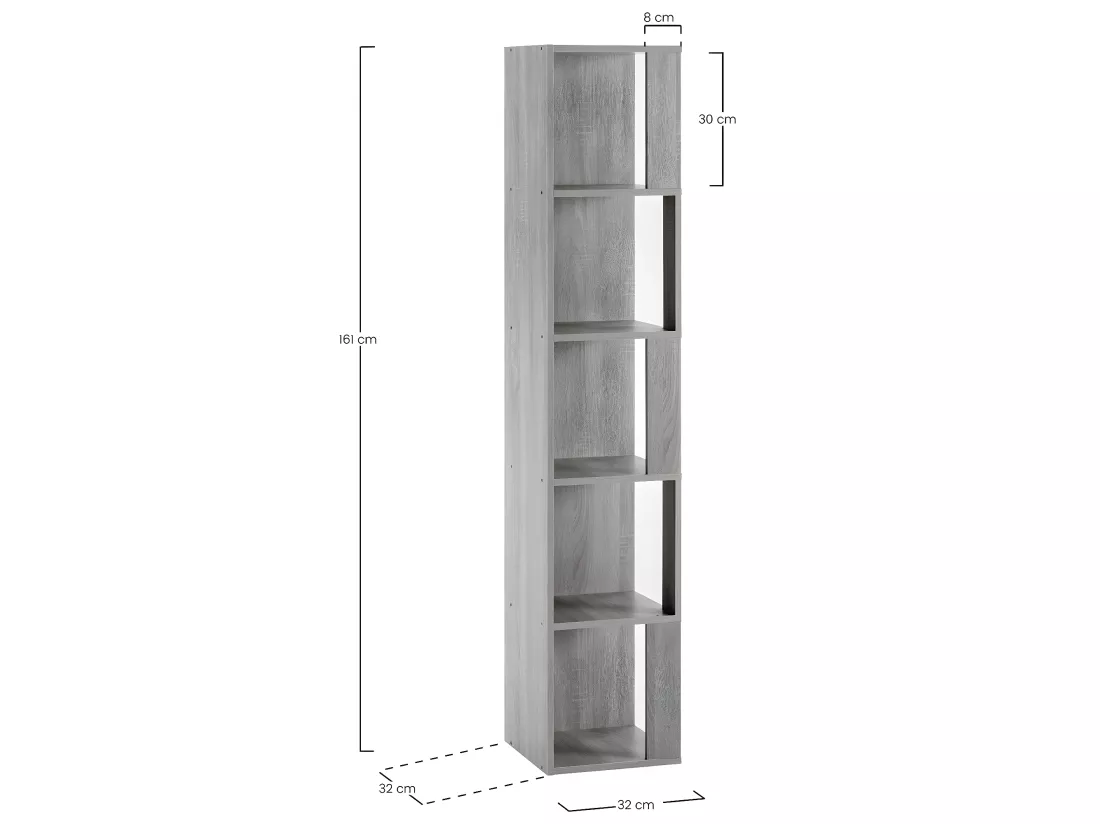 Etagère d'angle Fiyi 5 trous couleur chêne