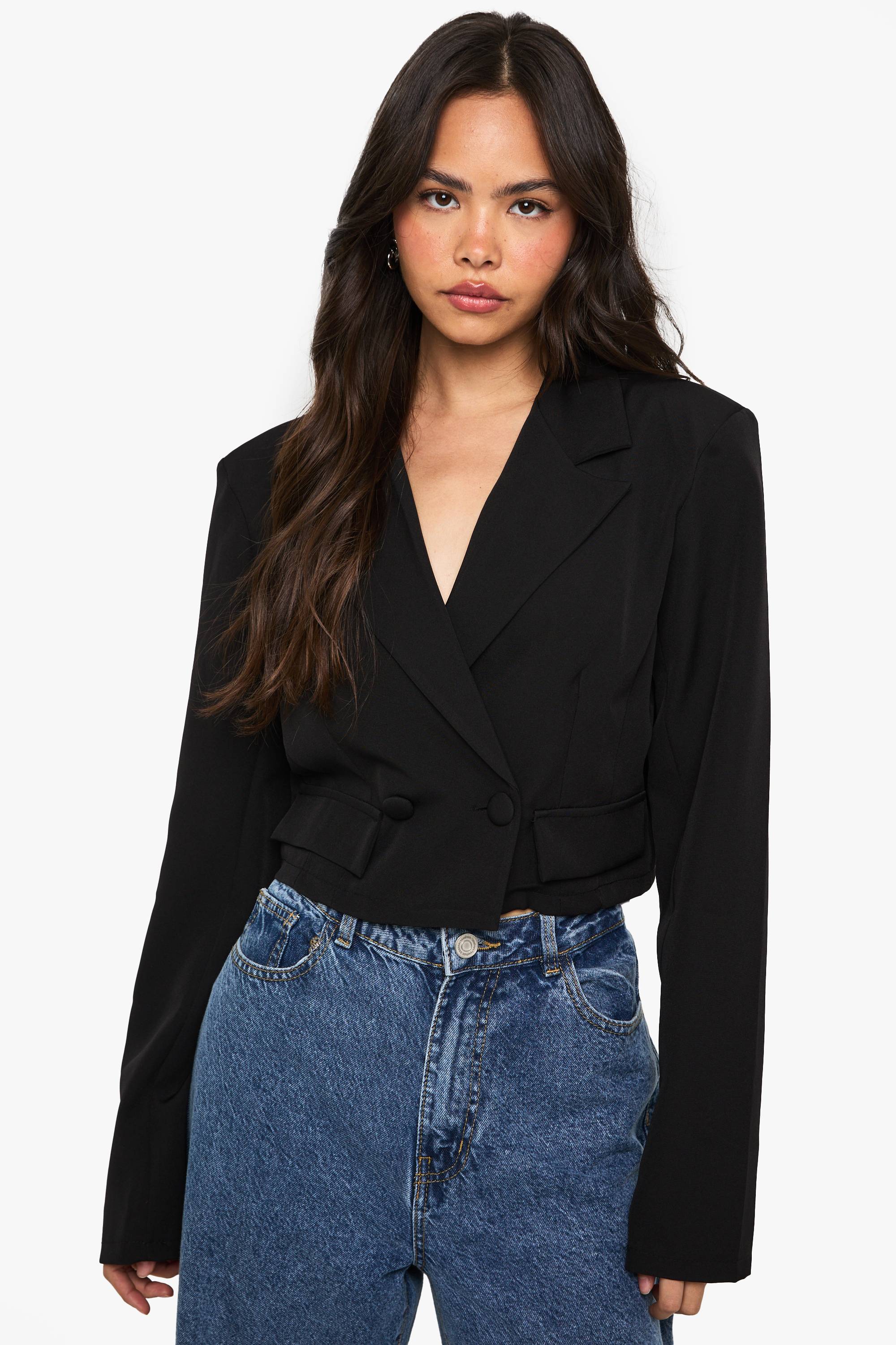 boohoo Boohoo Basics Blazer Court Boxy à Détail de Poche