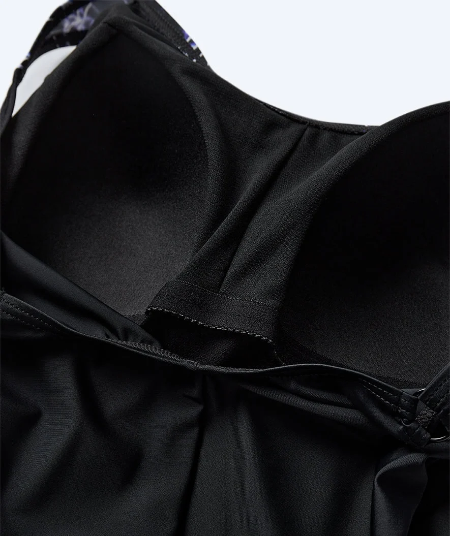 Watery badedragt plus size til damer m. blomster - Vale - Sort