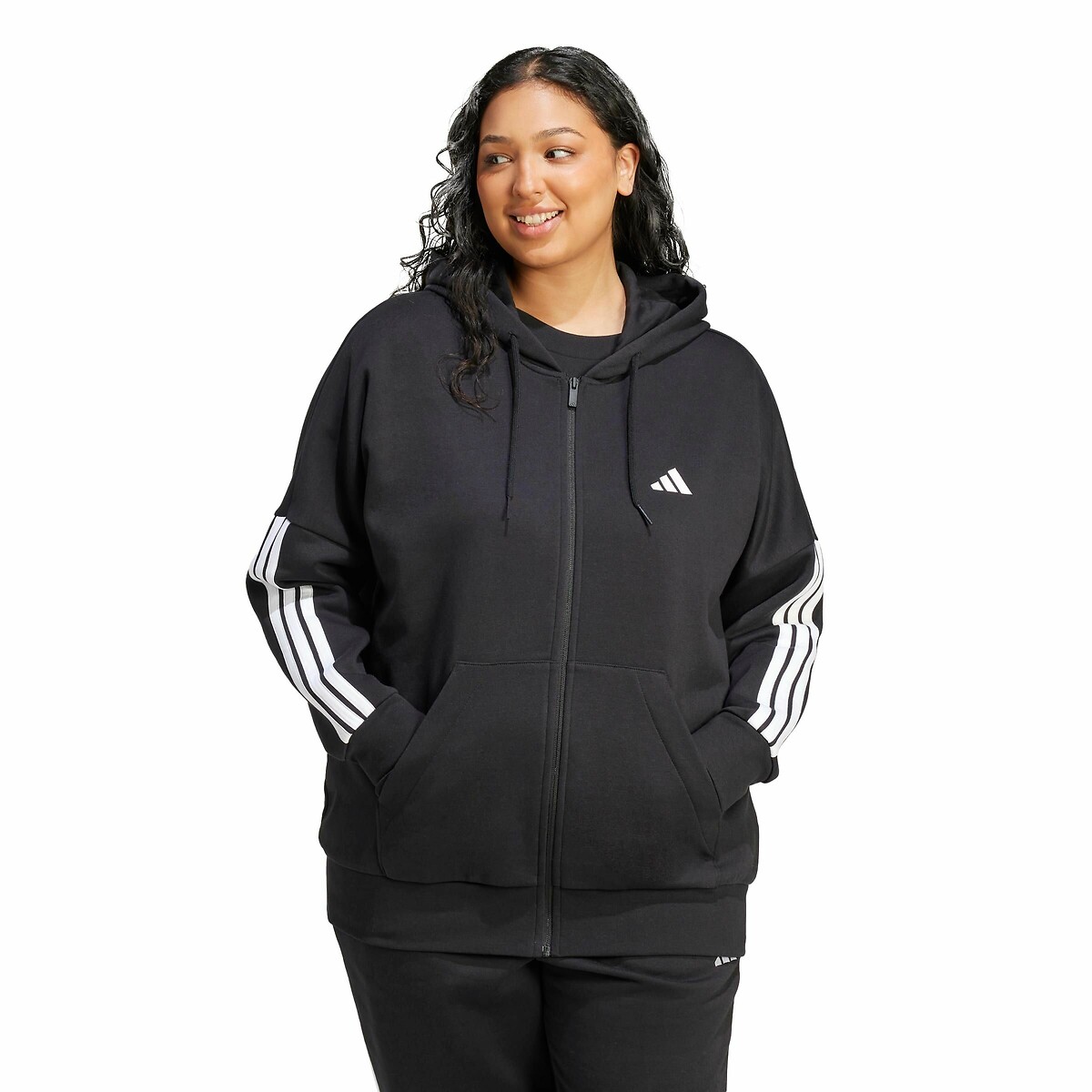 ADIDAS ROUPAS ESPORTIVAS<br>Moletom com zíper Essentials 3 listras