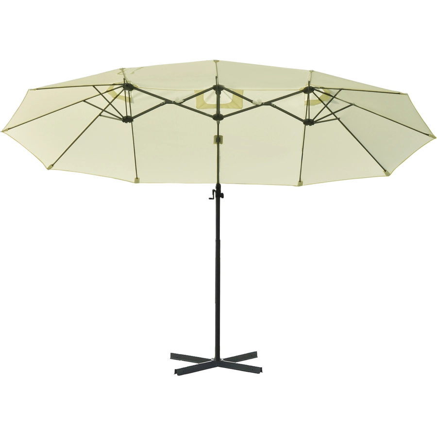 Outsunny Doppelschirm mit Kurbel creme