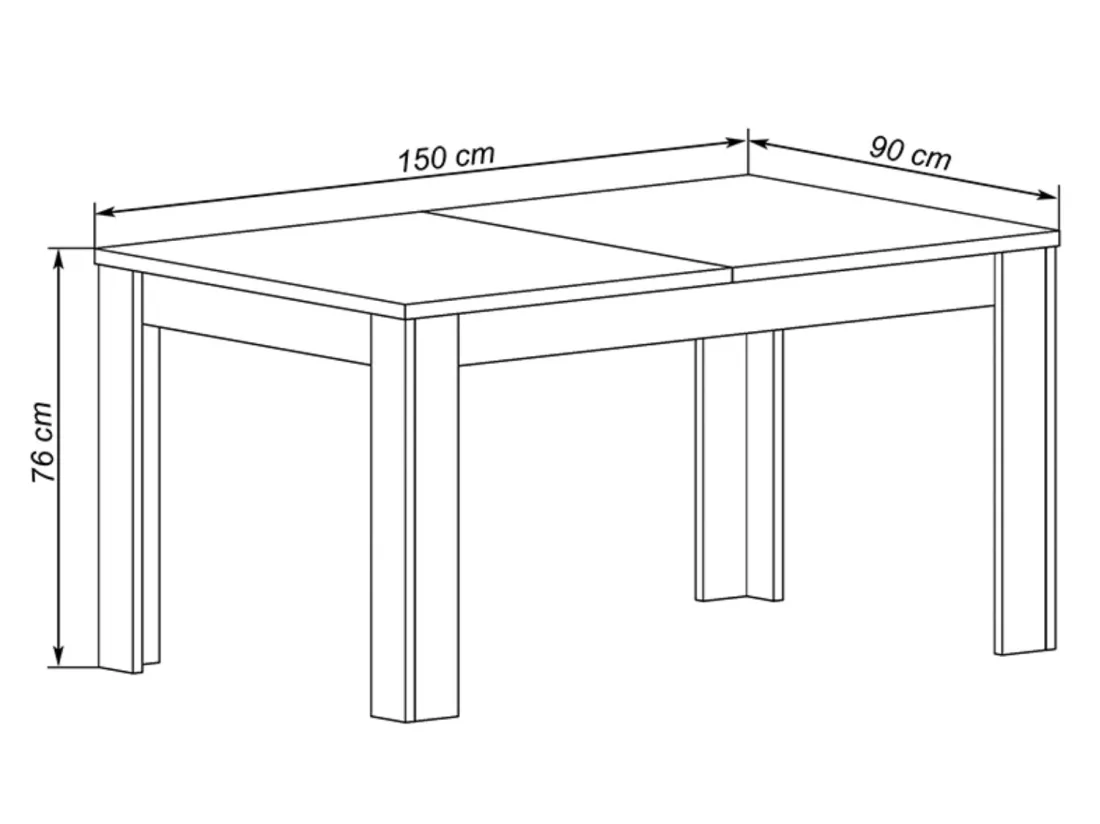 Table à manger, table de salon extensible coloris chêne, graphite - longueur 150-190 x profondeur 90 x Hauteur 76 cm