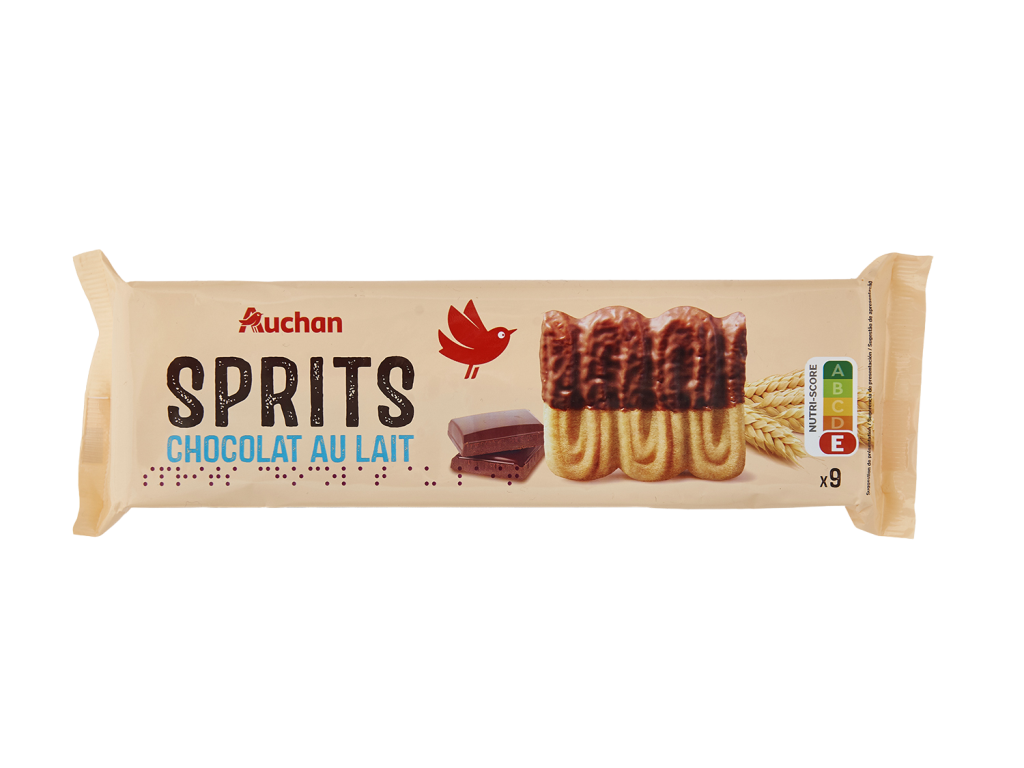 BISCOITOS AUCHAN SPRITS CHOCOLATE LEITE 150G