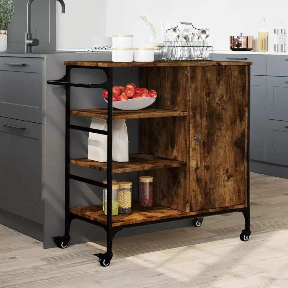 vidaXL - Keukentrolley - Bruin - Bewerkt hout