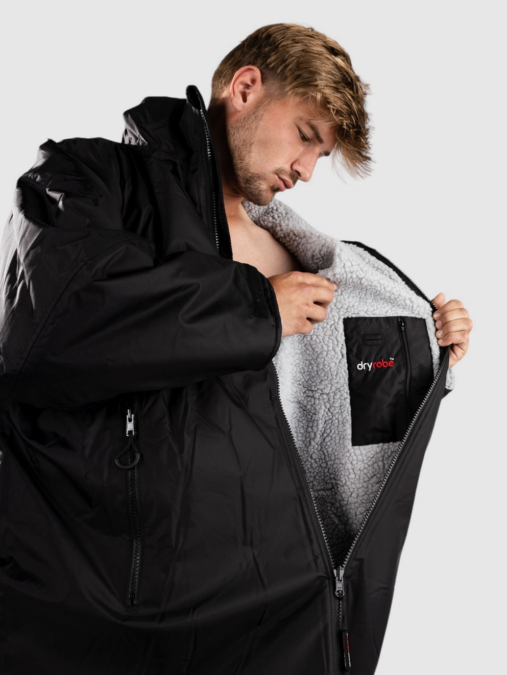 Dryrobe Advance Large Long Sleeve Surf Poncho black grey