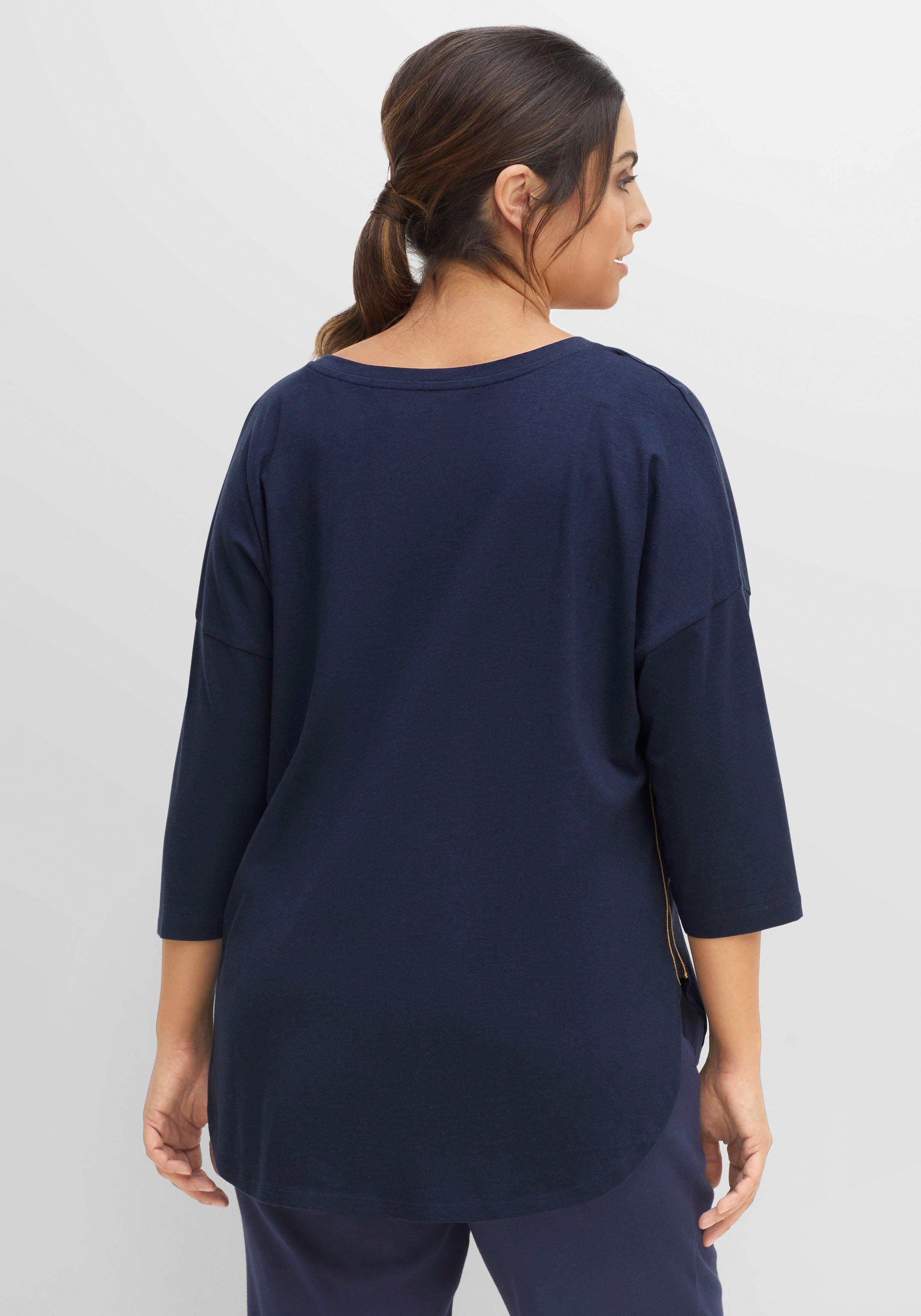 Relaxshirt mit Blumendruck und 3/4-Ärmeln