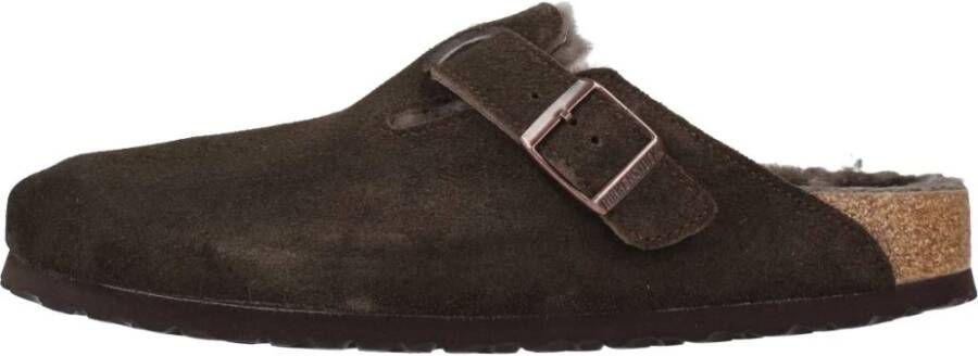 Birkenstock slipper BOSTON Shearling Mocca Suede Leather narrow