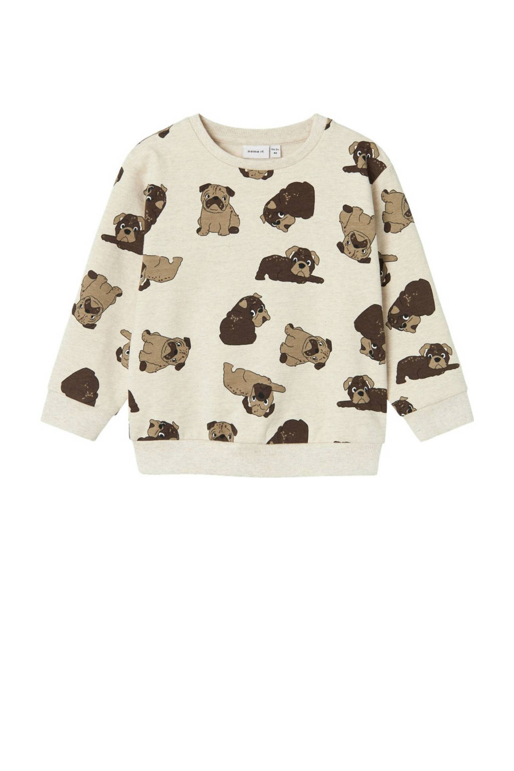 NAME IT sweater NMMRASMUS met all over print ecru melange