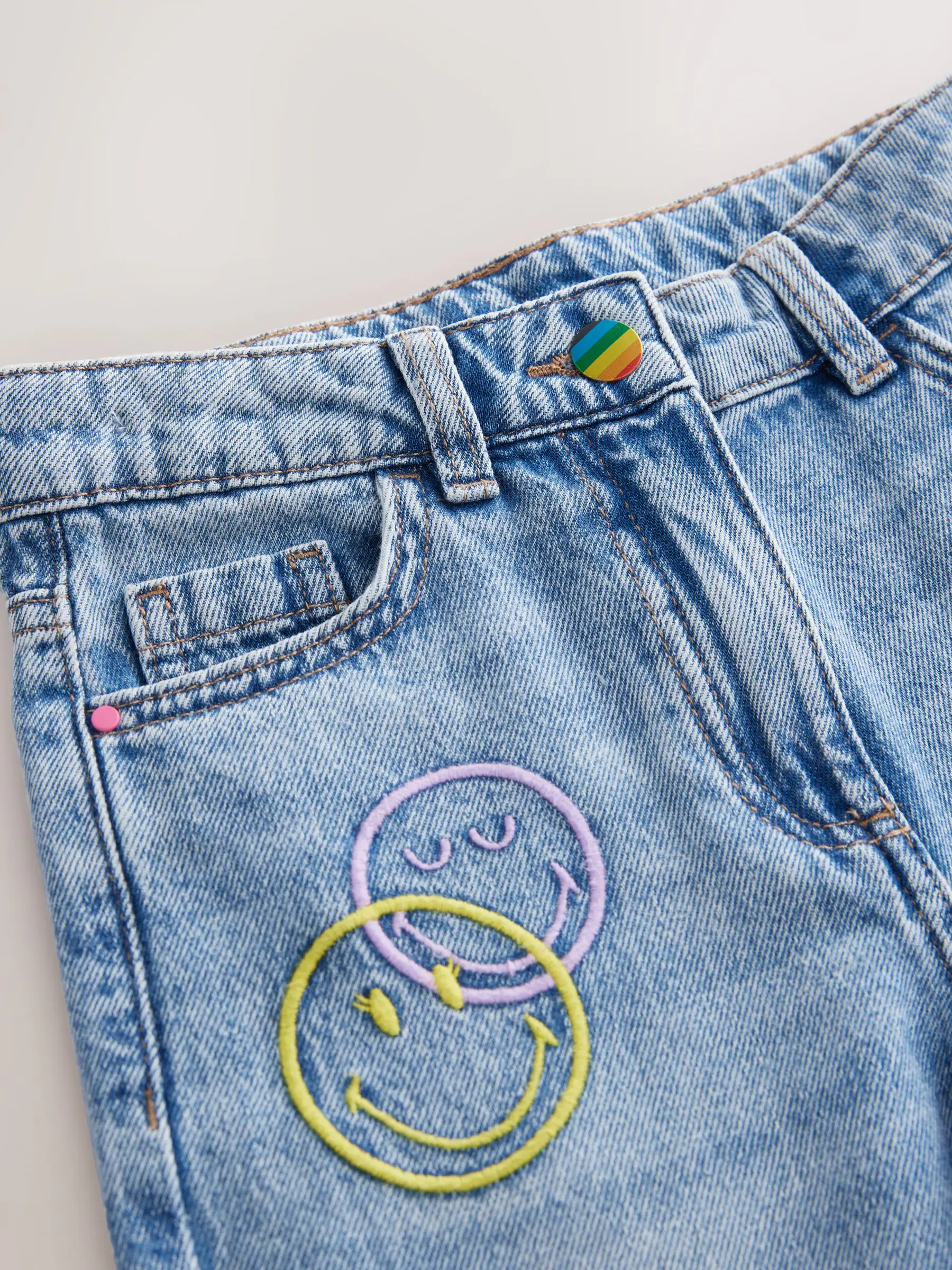 Normaal blauw - SmileyWorld® 100% katoenen mom jeans (3-16jaar)