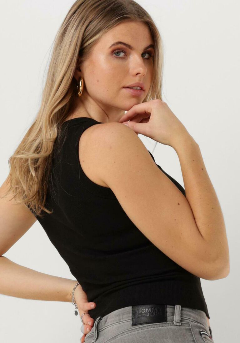 CALVIN KLEIN zwarte calvin klein top woven label rib tank top