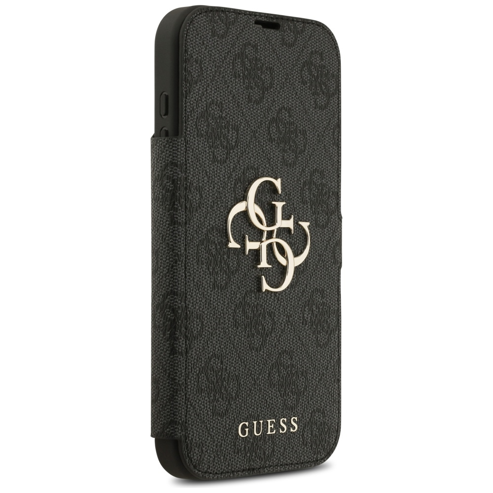 iPhone 17 Pro Max Leder Tasche Book 4G Metal Logo (GUBKP17X4GMGGR) - Schwarz