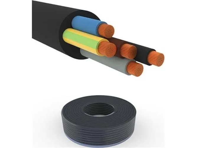 Gummikabel 5G16 mm² H07RN-F sort 450/750V ring med 15 meter, kabeldiameter 33,3 mm