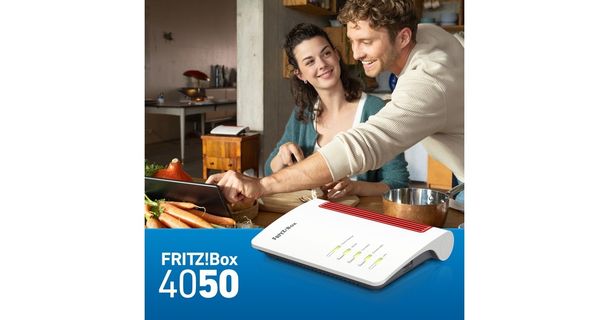 FRITZ!Box 4050 Edition International router  (Wit/rood, Mesh Wi-Fi)
