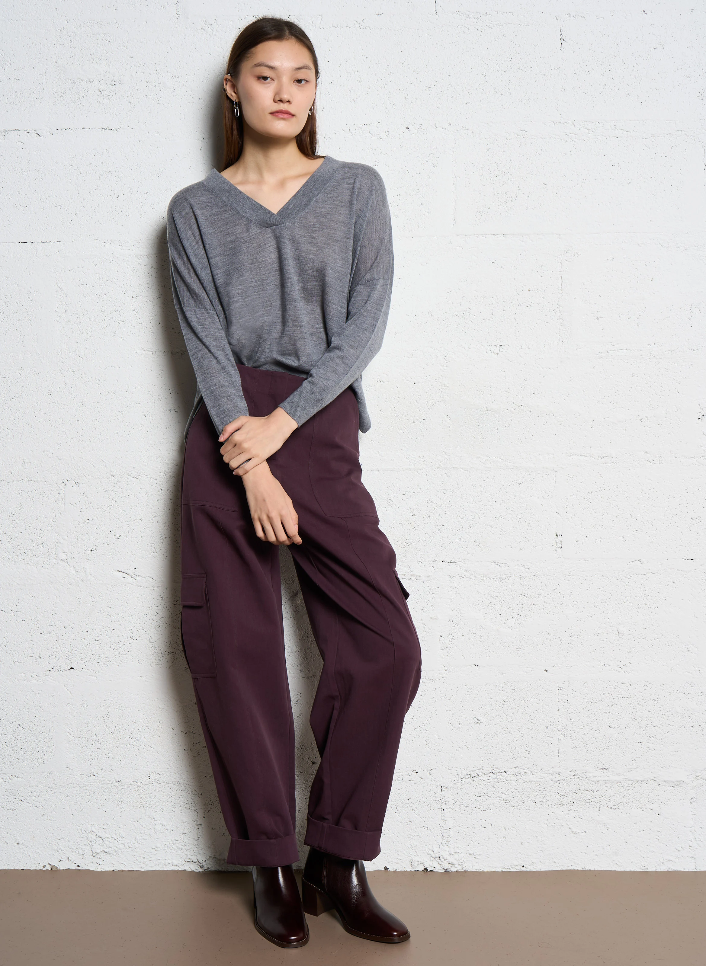 RICHY - Pantalon cargo en coton mélangé | Rouge