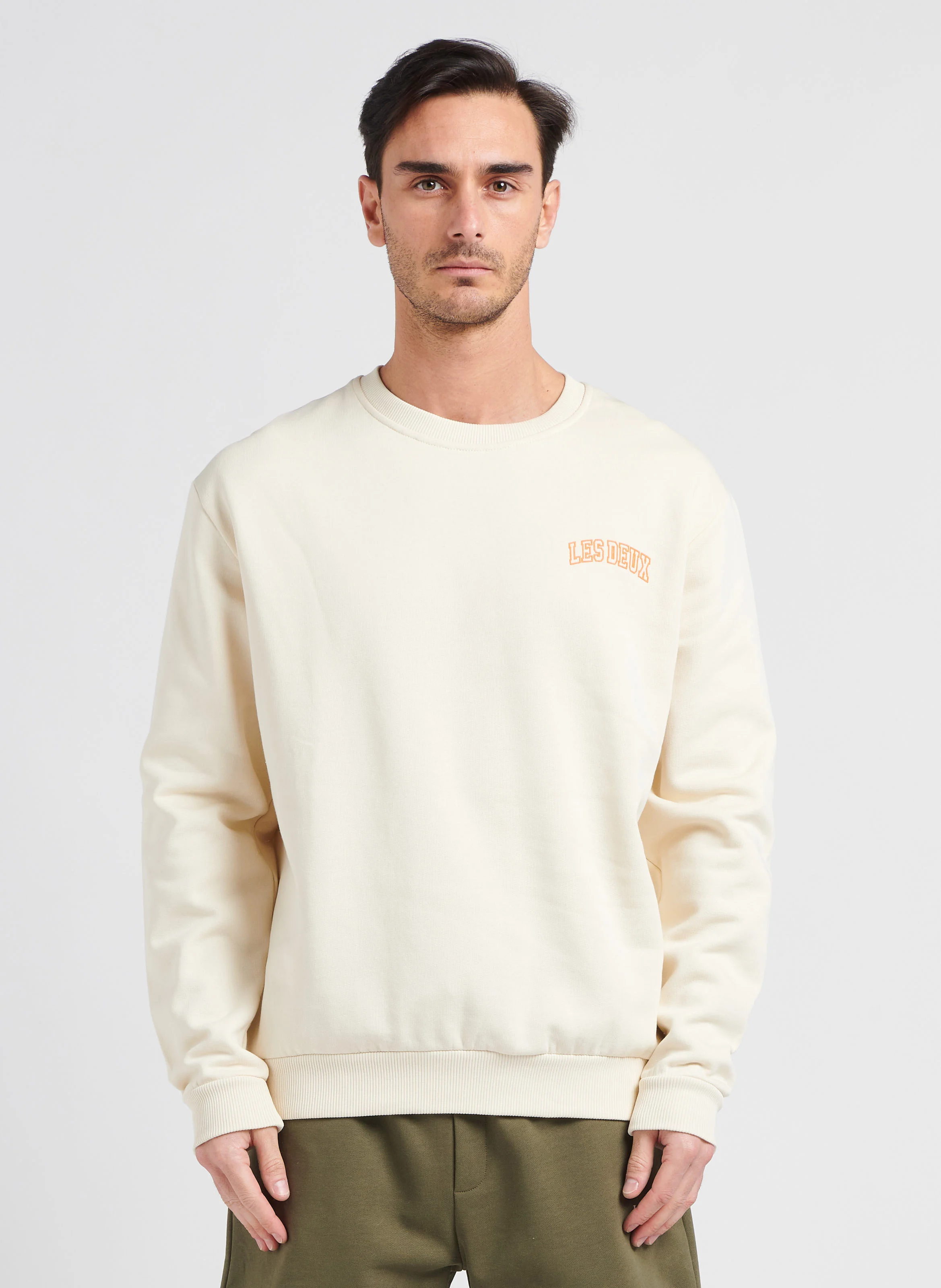 Sweat à col rond en coton| Beige