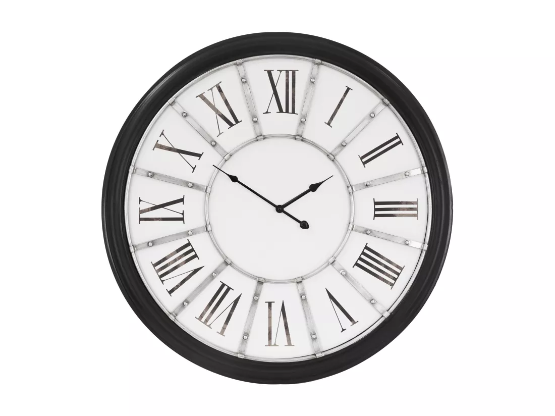Horloge murale design vintage chiffres romains design Göteborg Ø 71cm bois/métal